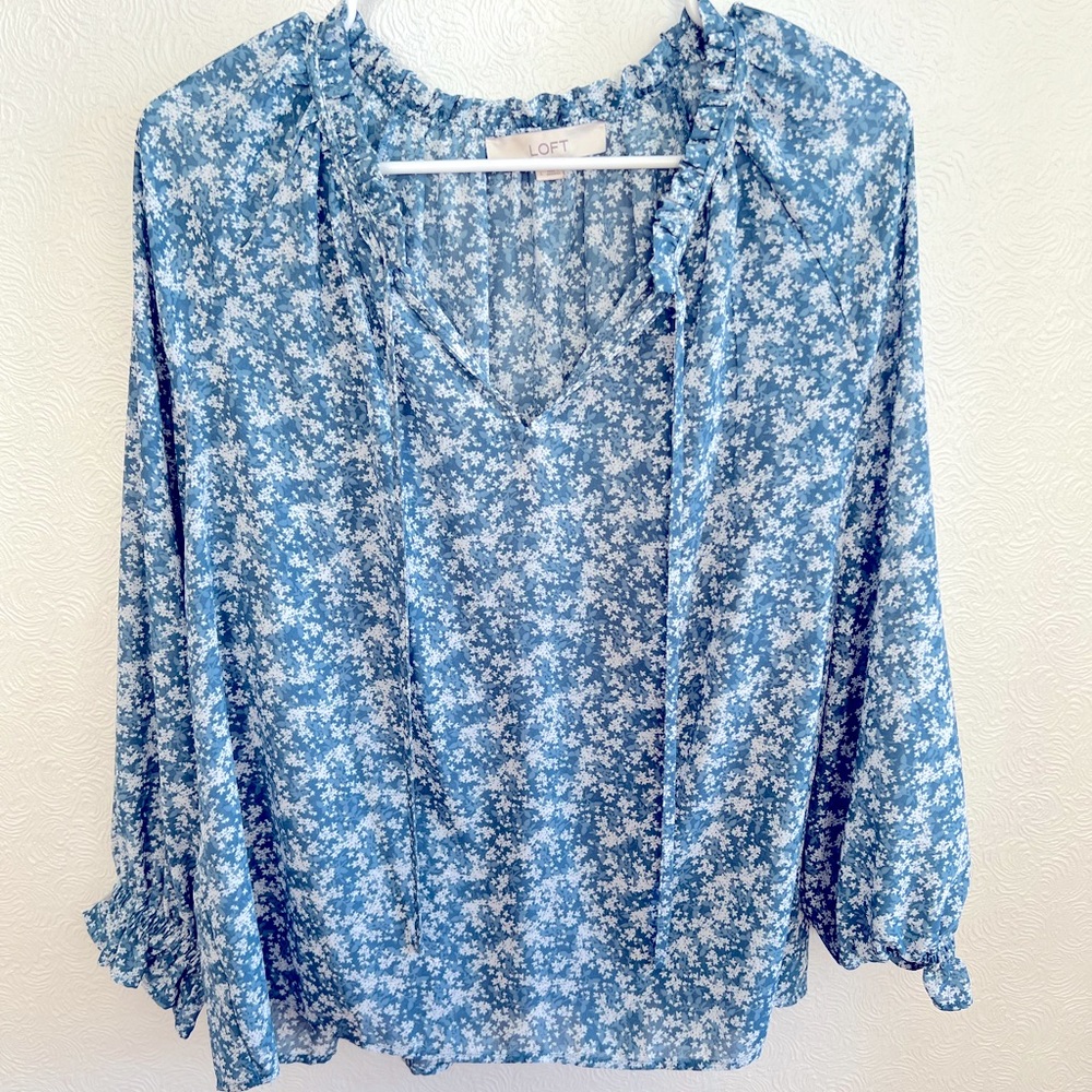 LOFT Floral Peplum Back Blouse